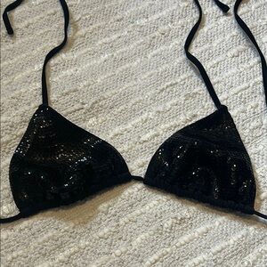 Sequin Black Bikini Top